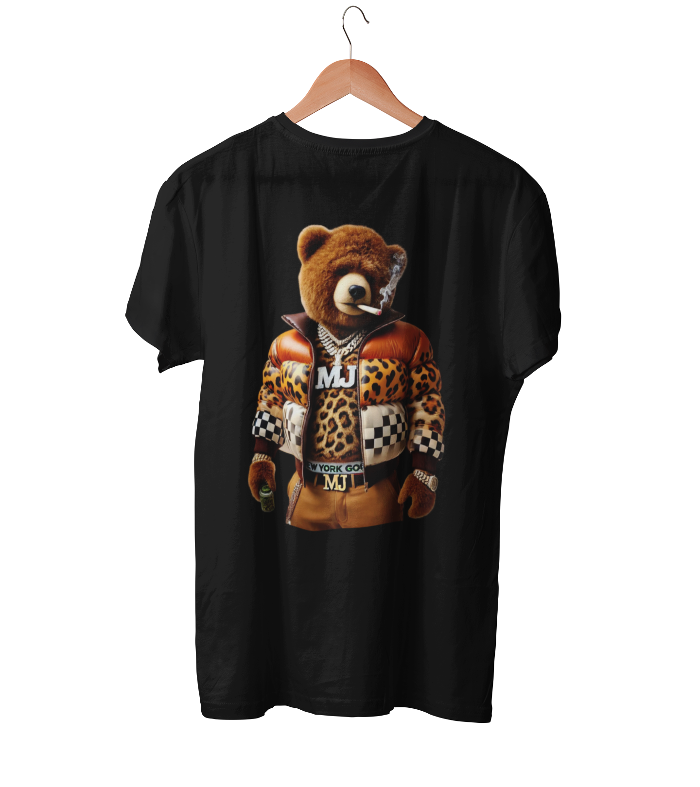 Cheetah print/checker flag bubble coat Tee